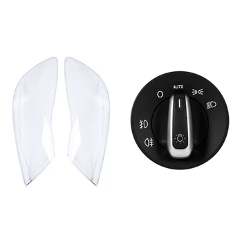 

Fog Light Switch Button for Skoda Octavia Ii 04-13 & 1 Pair Left & Right Clear Headlight Cover for Skoda Octavia 10-14