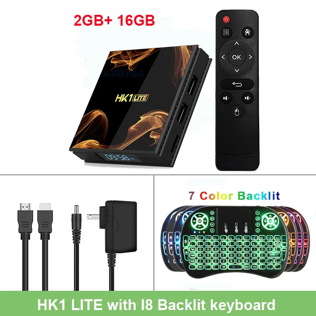 HK1 LITE ТВ приставка Android 9,0 Rockchip RK3228A Смарт ТВ приставка 28нм Четырехъядерный 4K HDR 2,4G Wifi Google плеер 2 Гб 16 Гб телеприставка - Цвет: 2GB 16GB I8 Backlit