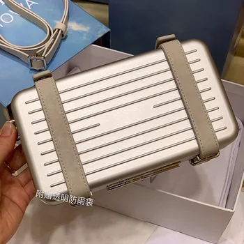 

2020 Royalmoda best quality BLACK D&R personal clutch in aluminum and grained calfskin 20X11X7cm