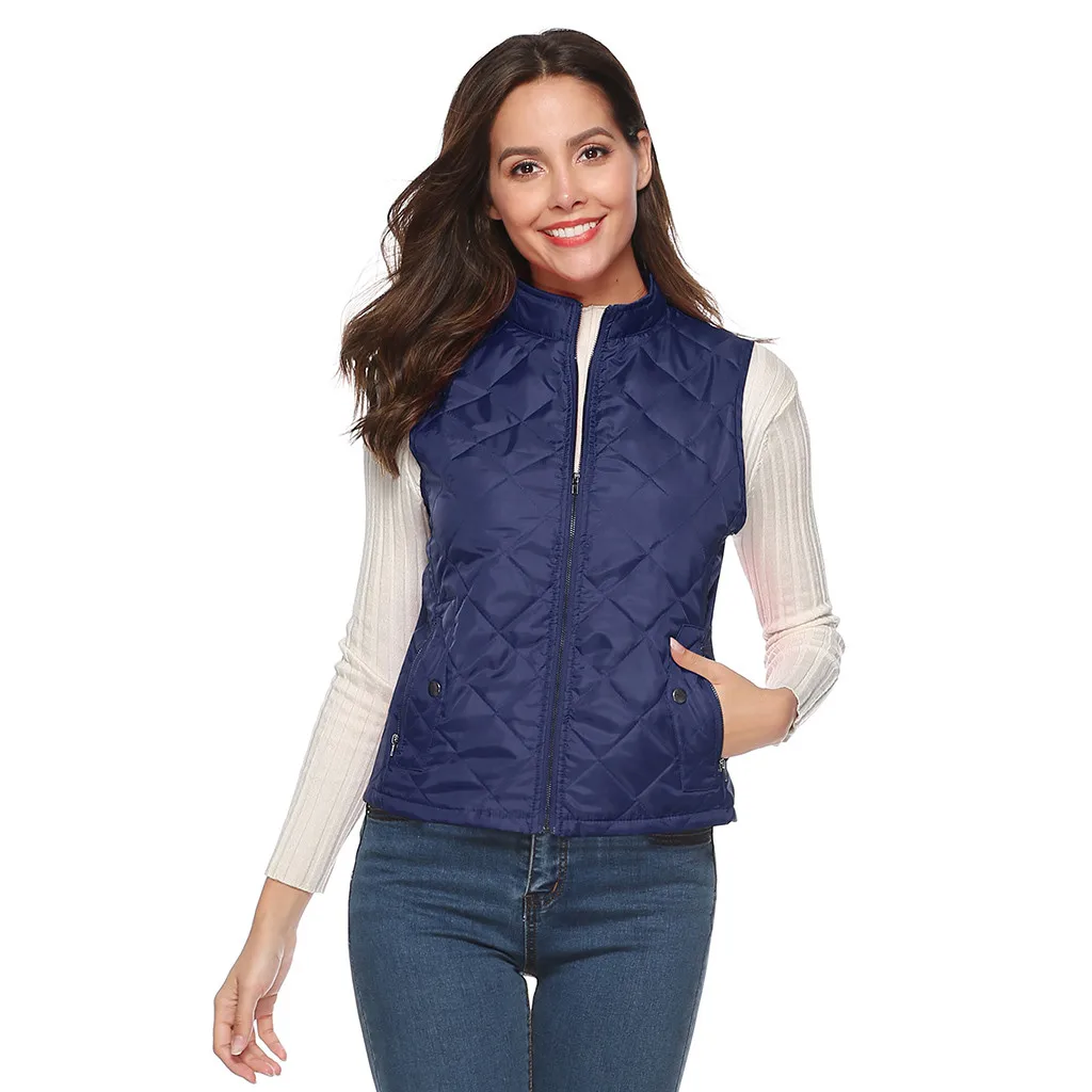 Jaycosin 2019 Winter Warm Casual Leisure Waistcoat Coat Women Thick Solid Color Jackets Comfortable Sleeveless Jacket Coat 31#4