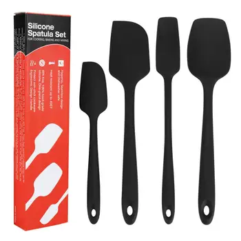 

Black/Red 4pcs Seamless Silicone Spatula Set - 500F Heat-Resistant Kitchen Cake Tool For whipping cream/bread /batter obliterate
