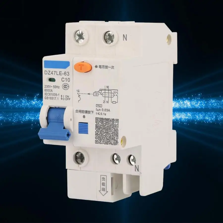 DZ47LE 63 1P + N RCBO автоматический выключатель остаточного тока с заземлением утечки