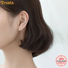 Trustdavis,, 925 пробы, серебряные серьги, цепочка, клипса, с линией 8,8 см, красивая, для подростков, девушек, женщин, серебро, 925, ювелирное изделие, подарок DT41