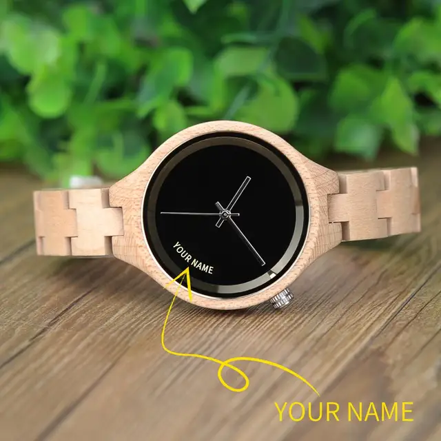 BOBO BIRD Woman Watch Customized Name On Dial Wooden Simple Design Personalized Wristwatch Dropshipping In Gift Box reloj mujer 5