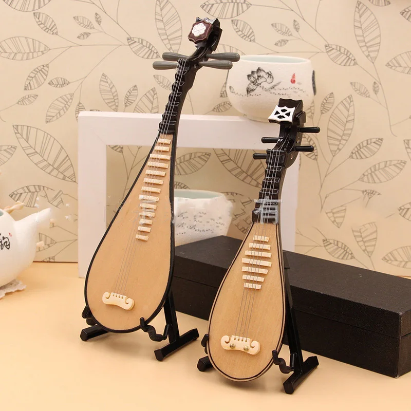 

1Pcs Miniature Chinese Lute Model with Support and Case Mini Musical Instrument 1/12 Dollhouse 1/6 Action figure Accessories bjd