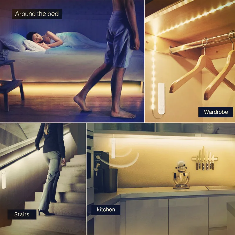 

New Creative design Sensor Light Battery Power Night light Wireless Motion Night Lamp Colorful Under Bed lamp Wardrobe Bedroom
