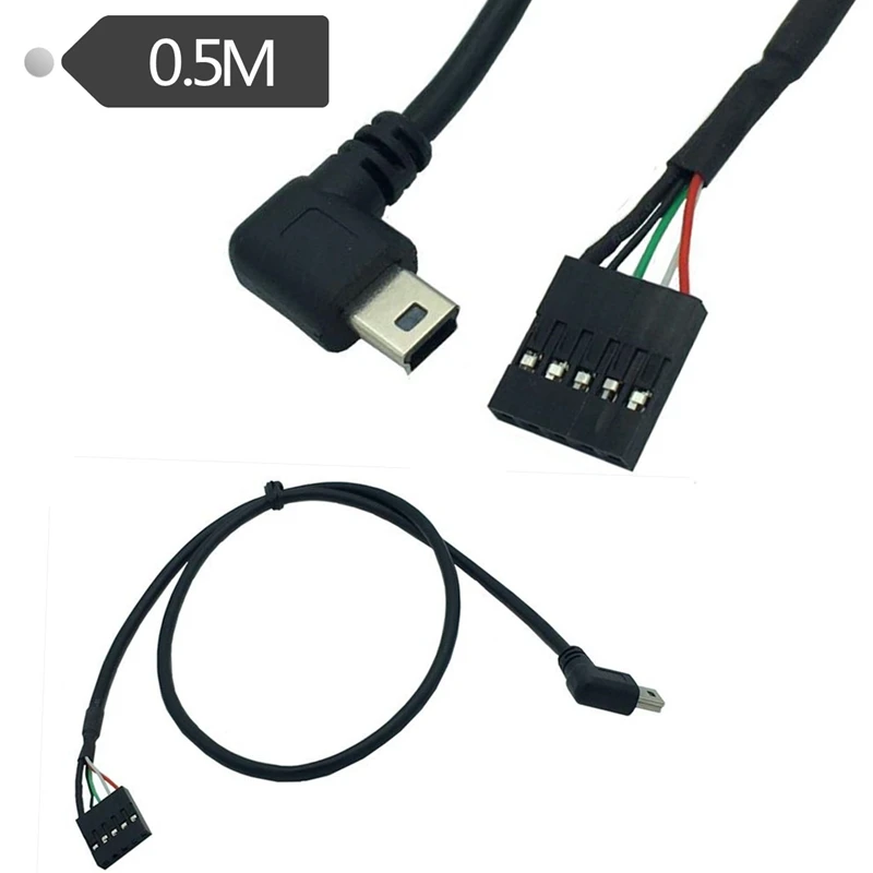 (2 штуки в упаковке) 50 см 90 градусов левый угол мини USB мужчина до 5 Pin Материнская
