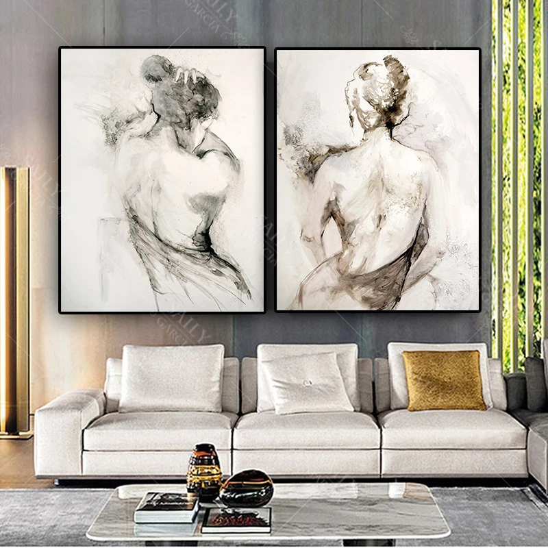 Абстрактная Картина на холсте, черно-белая сексуальная обнаженная женщина, Настенная картина для гостиной, скандинавский декор, плакаты и принты