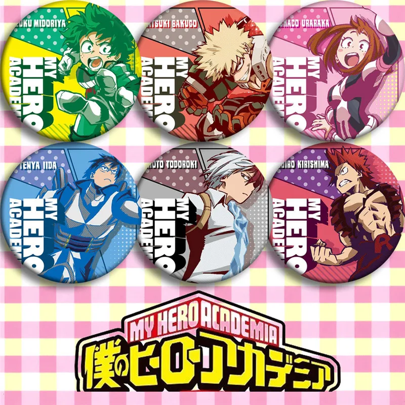 6 шт. в наборе аниме мультфильм мой Boku No Hero Academy пуговица Кнопка значок сумки Garniture