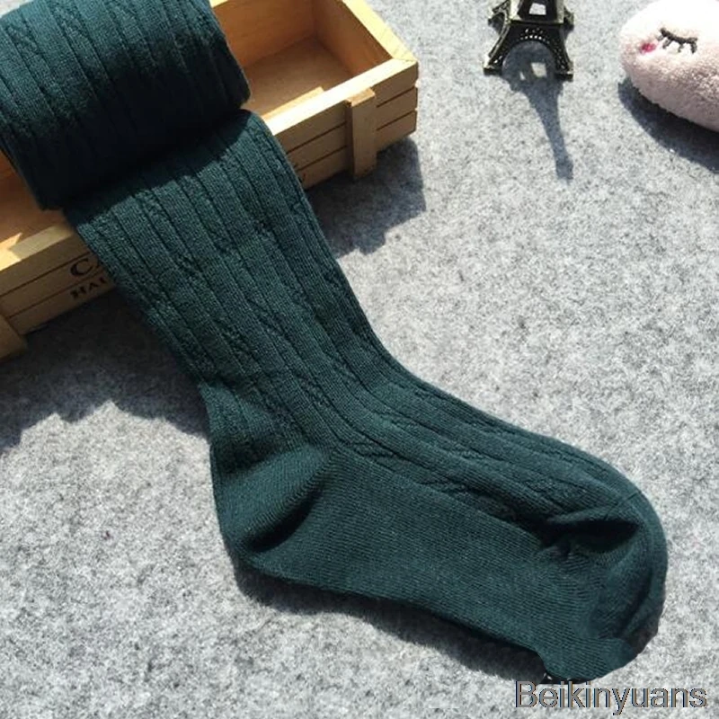 Dark green Весенне-осенние детские хлопковые колготки, колготки для малышей, теплые колготки для девочек - Цвет: Dark green