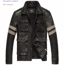 Мужская кожаная куртка, мотоциклетная куртка из натуральной кожи, кожаная куртка из натуральной овчины, Мужская модная DK035 YY297