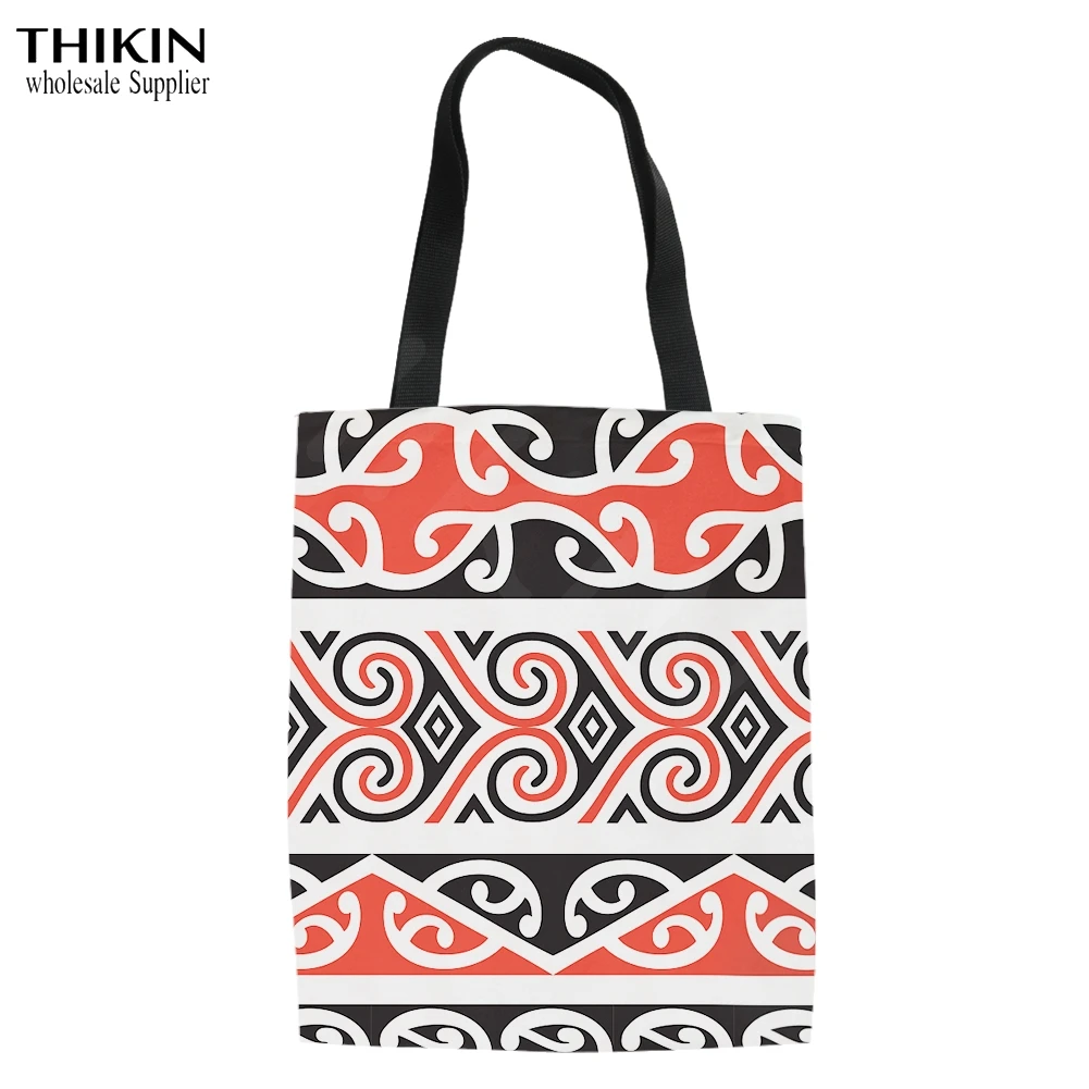 

THIKIN Ethnic tribal Print Anvas Handbags Women Shopping Bag Daily Use Travel Bag For Female Foldable & Reusable Beach Bag New