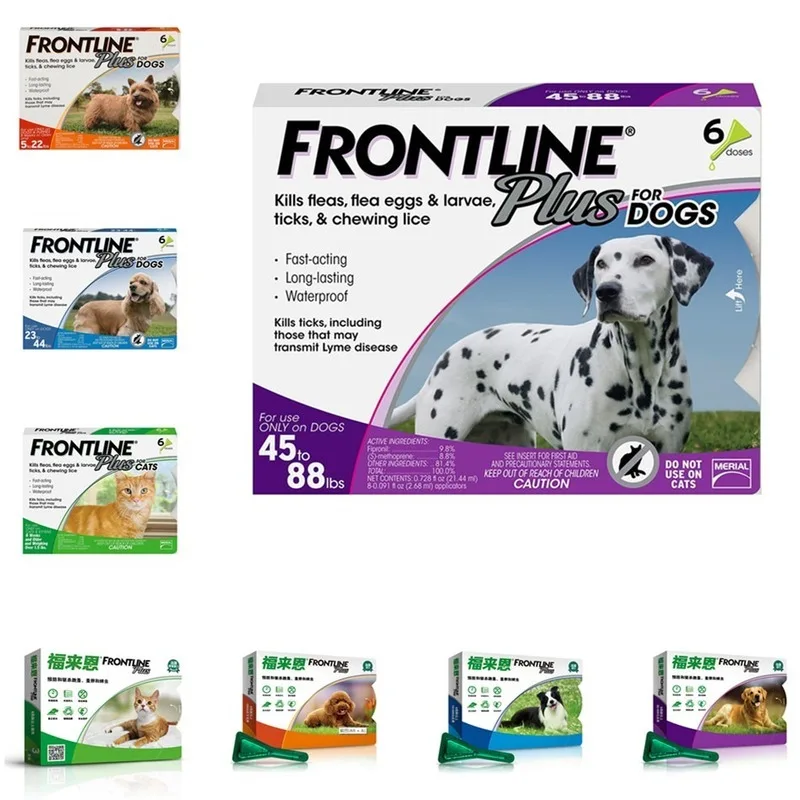 Frontline Plus для собак и кошек очистка блох клещей 1 8 кг (2 18 фунтов)|Противоглистные