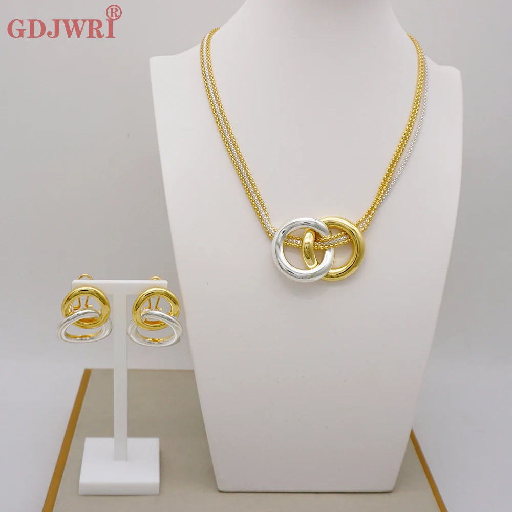 

Hot Sale Dubai Gold Color Round Jewellery Set High Quality Fashion Ladies Wedding Holiday Gift Party Jewelry