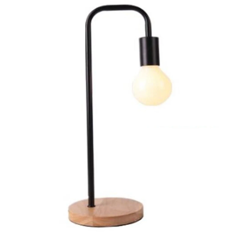 

ABUI-Nordic Retro Table Lamp Bedroom Bedside Office Lighting Personality Creative Concise Eye Protection Bulb Wood Decorative La