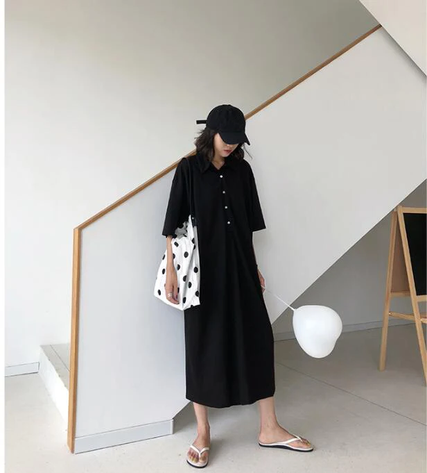 2020 new fashion graphic Print long shirts dress  Womens Short-Sleeve streetwear Fall cotton Dress jurk dames