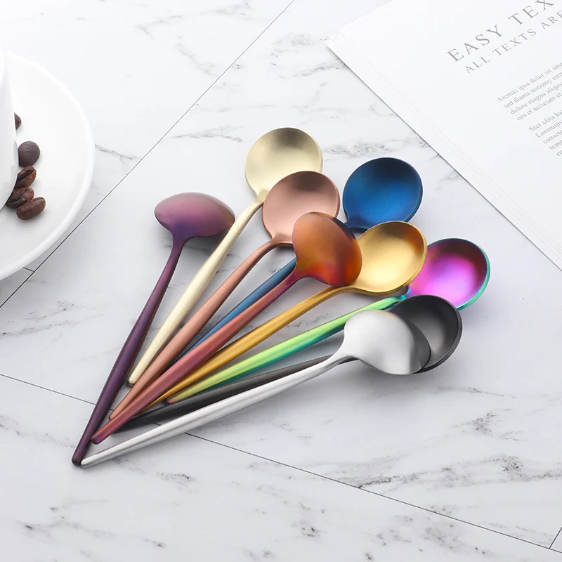 7 шт. разноцветная ложка для чая и льда из нержавеющей стали|coffee spoon|mini coffee spoonsmall tea