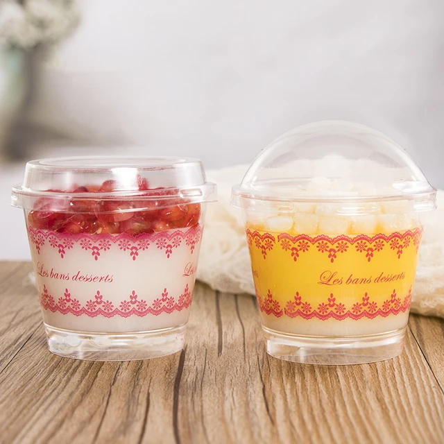 Food Grade Plastic Tiramisu Cup Pudding Cake Box Mousse Dessert