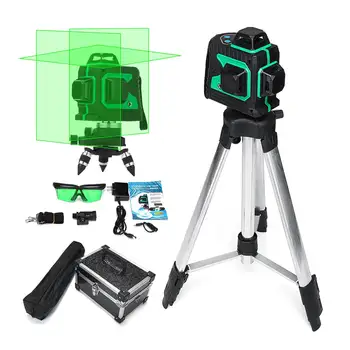 

Laser Level 12 Lines 3D Level with Tripod Base Self-Leveling 360 Horizontal And Vertical Cross Super Powerful Green Laser Levels