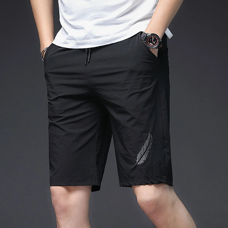 Mens Summer Shorts Beach Sport Running Male With Size Pocket Bermuda Masculina Embroidery Leaves Sportwear Shorts Elastic Waist Mens Summer Shorts Beach Sport Running Male With Size Pocket Bermuda Masculina Embroidery Leaves Sportwear Shorts Elastic Waist