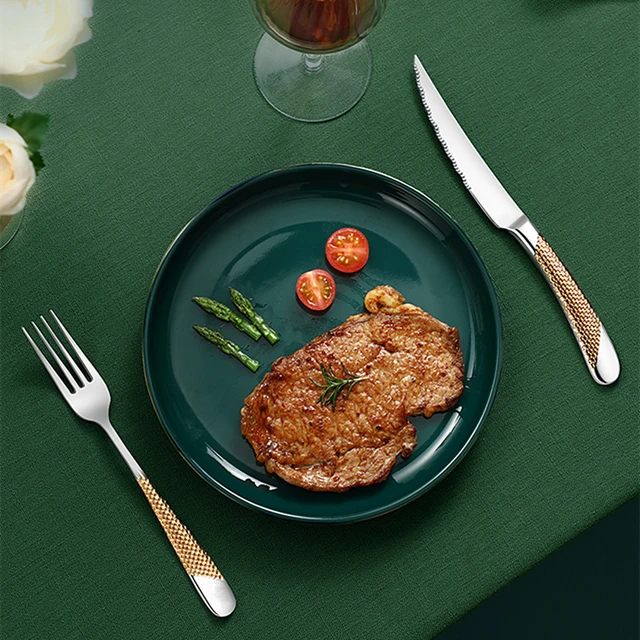 Nyugati Hordozható Evőeszközök Szett Utazás 24Db 304 Rozsdamentes Acélból Készült Étkészlet Luxus Fogantyúkkal Villa Vacsora Edénykészlet - Image 3