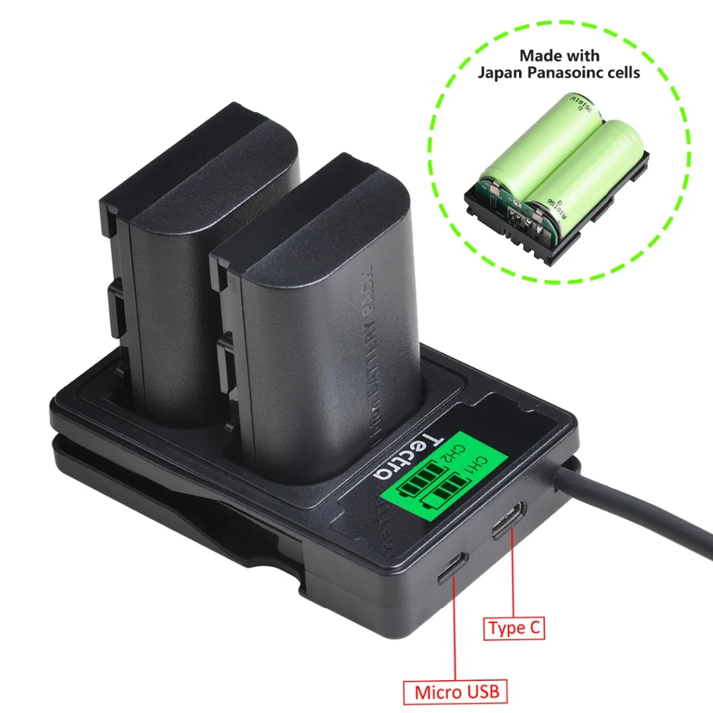 2 шт. LP-E6N LPE6 lpe6n батареи+ ЖК-дисплей Зарядное устройство для цифровой однообъективной зеркальной камеры Canon EOS 5D Mark IV 5D2 5DS R Mark II 2 III 3 6D 60D 60Da 7D 7D2 7DII 70D