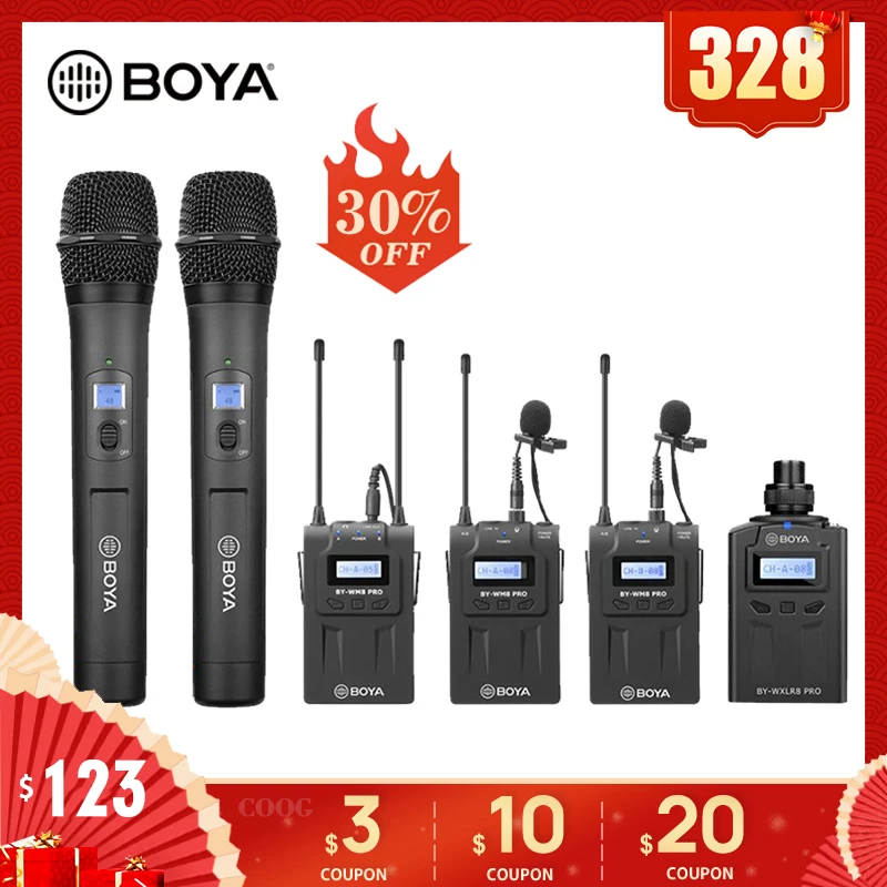 BOYA BY WM8 Pro UHF микрофон конденсаторный беспроводной Аудио Видео рекордер приемник