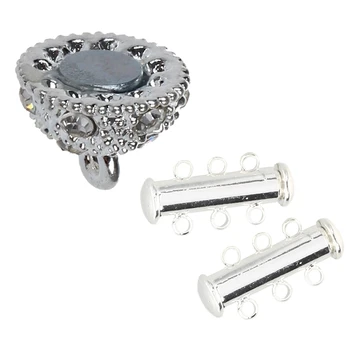 

15 Pcs Silver Magnetic Buckle: 10 Pcs Magnetic Three-Breasted Long Connection Buckle 20 X 10 Mm & 5 Pcs 10 Mm Ball Magnetic Clas