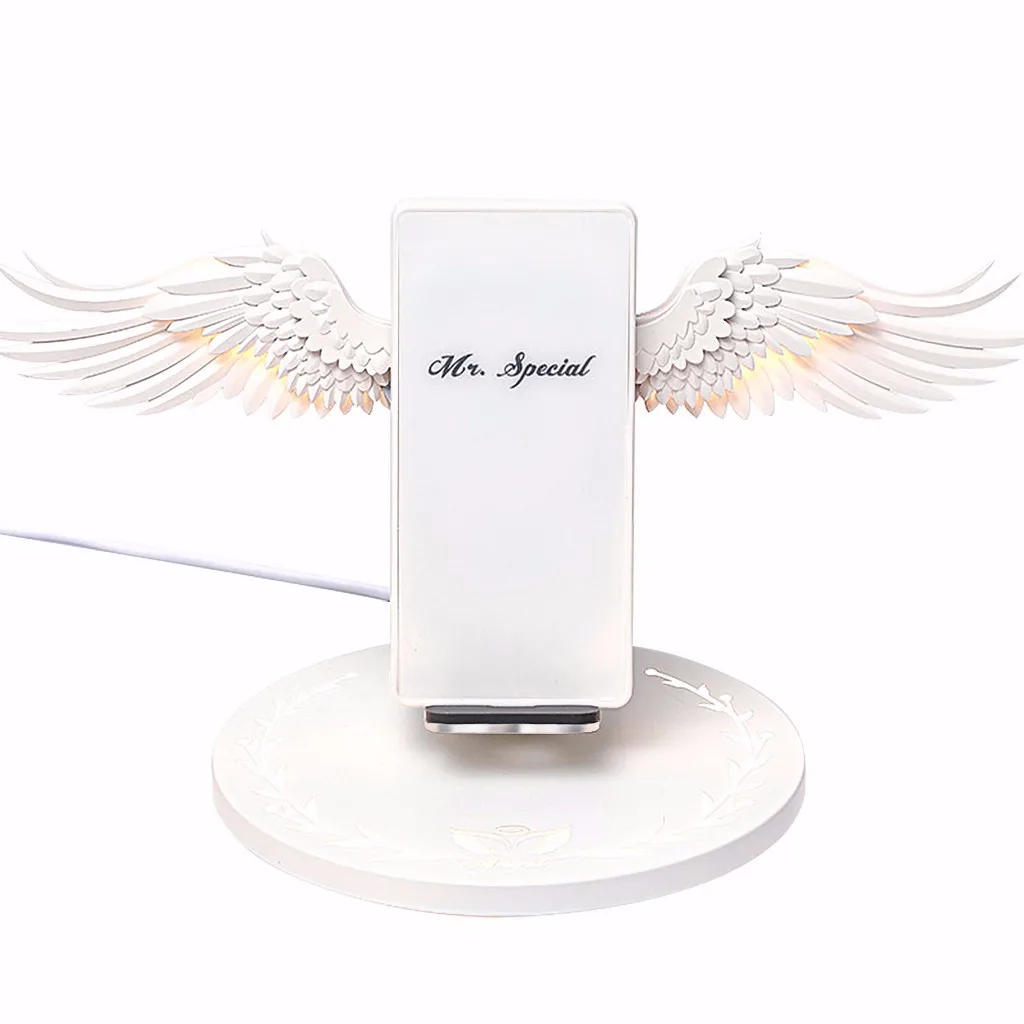 USB быстрое зарядное устройство Крылья Ангела Беспроводное зарядное устройство подставка Док-станция QI Быстрая зарядка Беспроводная Полезная подставка Беспроводная Charging-L1017