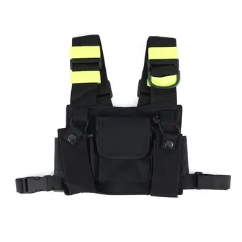

Universal Reflective Double Chest Pack radio harness chest Rig Bag Holster Vest for Two Way Radio Rescue Essentials