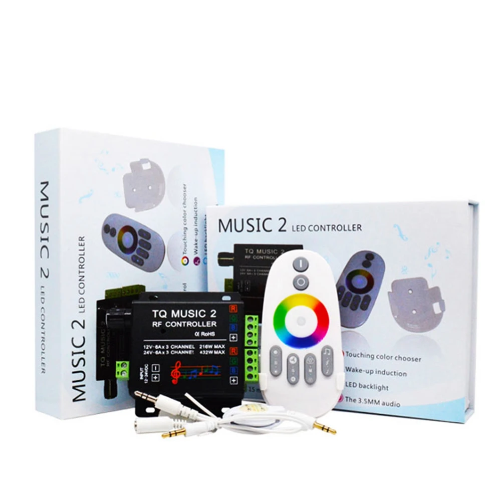 

DC12-24V Colorful Led Music Controller With RF Remote TQ-MUSIC2 Intelligent Sonic Sensitivity For 5050 2835 RGB Strip Light