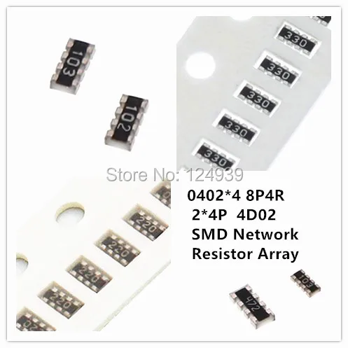 100pcs 0402*4 8P4R 2*4P 5% J SMD Network Resistor array 4D02 43K 43kohm 47K 47kohm 51K 51kohm 56K 56kohm 62K 62kohm 68K 68kohm |
