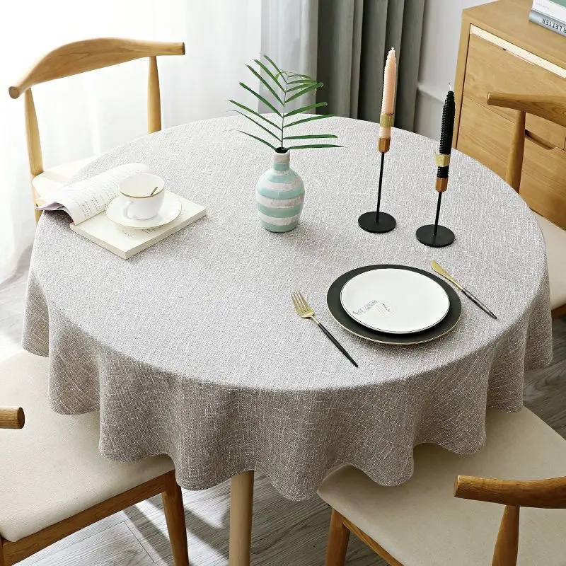 Table Cloth Plain Cotton and Linen Round Tablecloth Solid Color Table Cover For Table Cloth Dining Tea Home