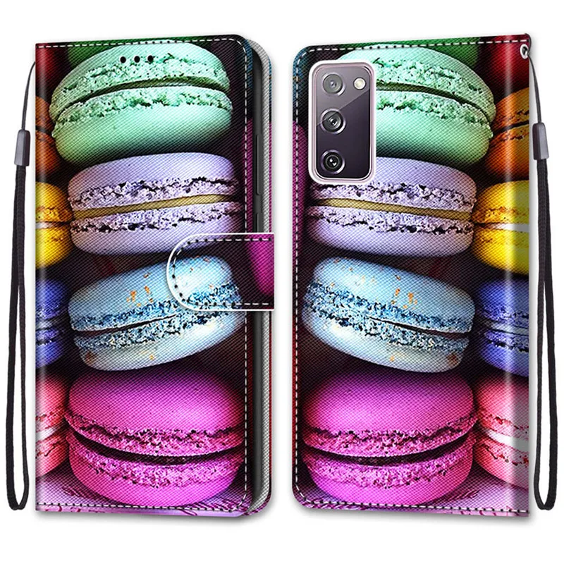 Stand Flip Phone Holster For Case Samsung Galaxy S20 FE S21 Ultra S20 S10 S9 Plus S10E S8 Case Cover Pattern Wallet Magnet Coque cute phone cases for samsung 