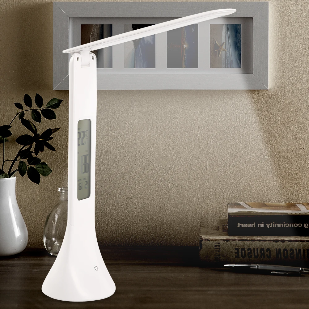

LED Multi-function Night Light Adjustable Table Lamp Folding Touch Night Light with Temperature Alarm Clock Calendar Lamp
