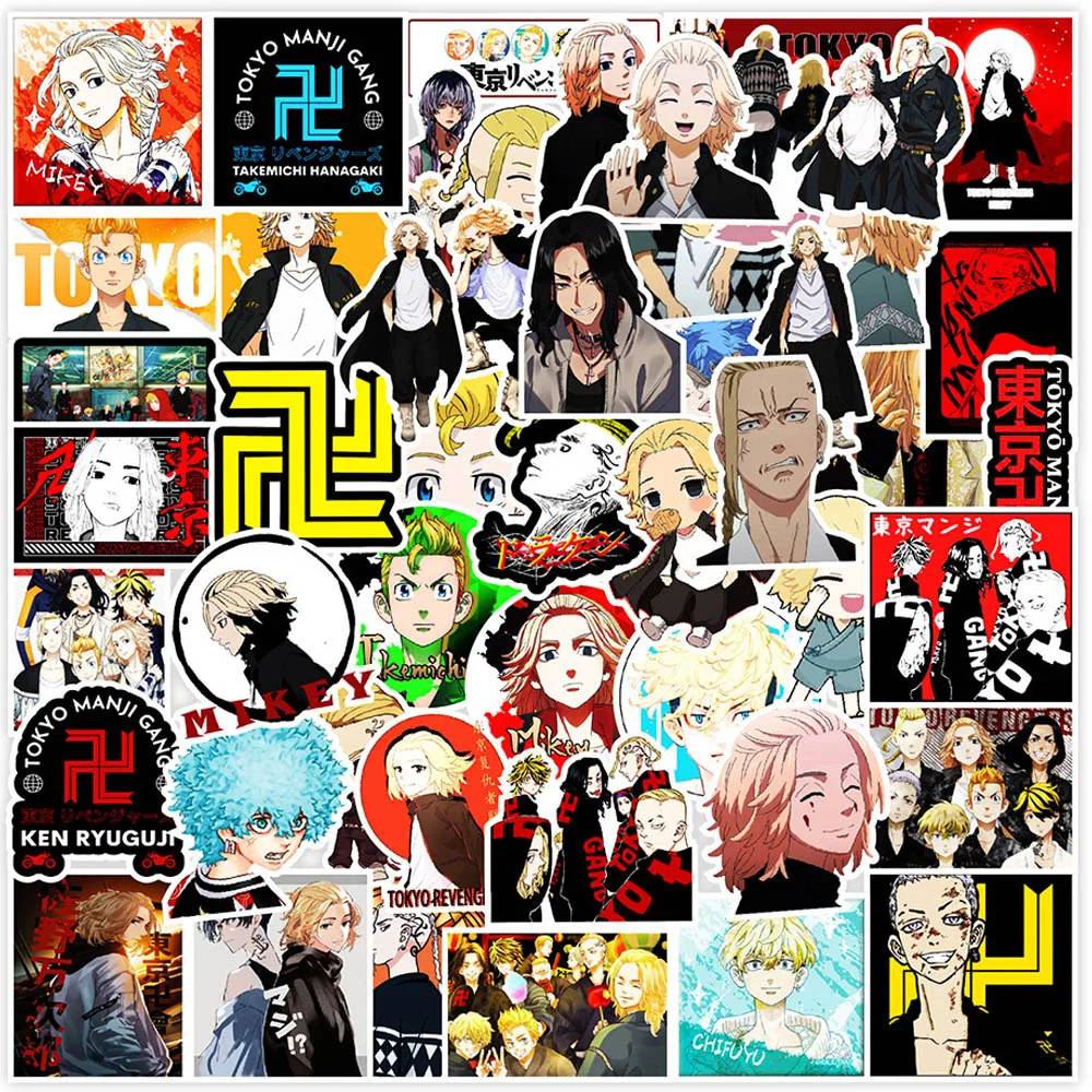 

10/30/50PCS Anime Tokyo Revengers Cartoon Stickers Graffiti Decals DIY Luggage Laptop Phone Bike Car Waterproof Sticker Kid Toys