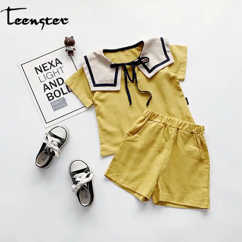 かわいい女の子服セット少年衣装夏子供服兄と妹衣装セーラーカラー半袖トップ ショーツ Clothing Sets Aliexpress