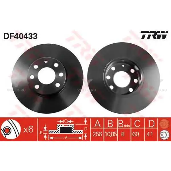 TRW DF4043 Диск тормозной передн OPEL: ASTRA G хечбэк 98-05, ASTRA G седан 98-05, ASTRA G универсал 98-04