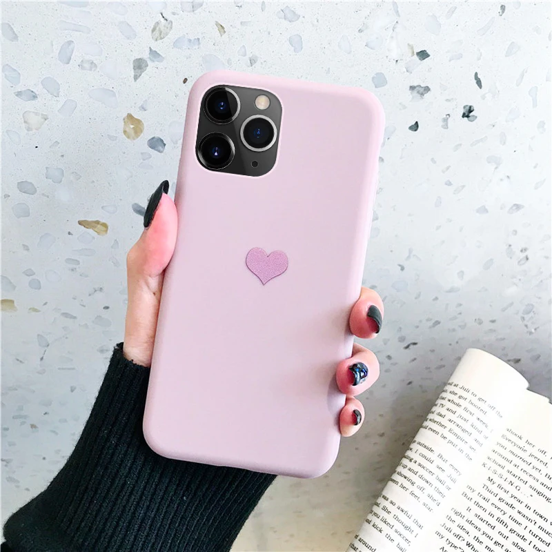 Чехол карамельного цвета для iphone 11 Pro XR XS X Xs Max 7 8 6 6s Plus чехол Роскошный чехол для телефона с сердечком Мягкий ТПУ силиконовый чехол