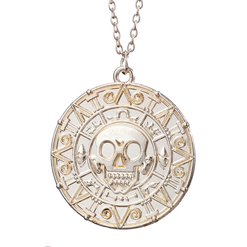 Горячие Пираты Карибы ожерелье Джек Воробей ацтекский медальон в форме монеты кулон Джони Депп фильм ювелирные изделия для мужчин и женщин Подарки