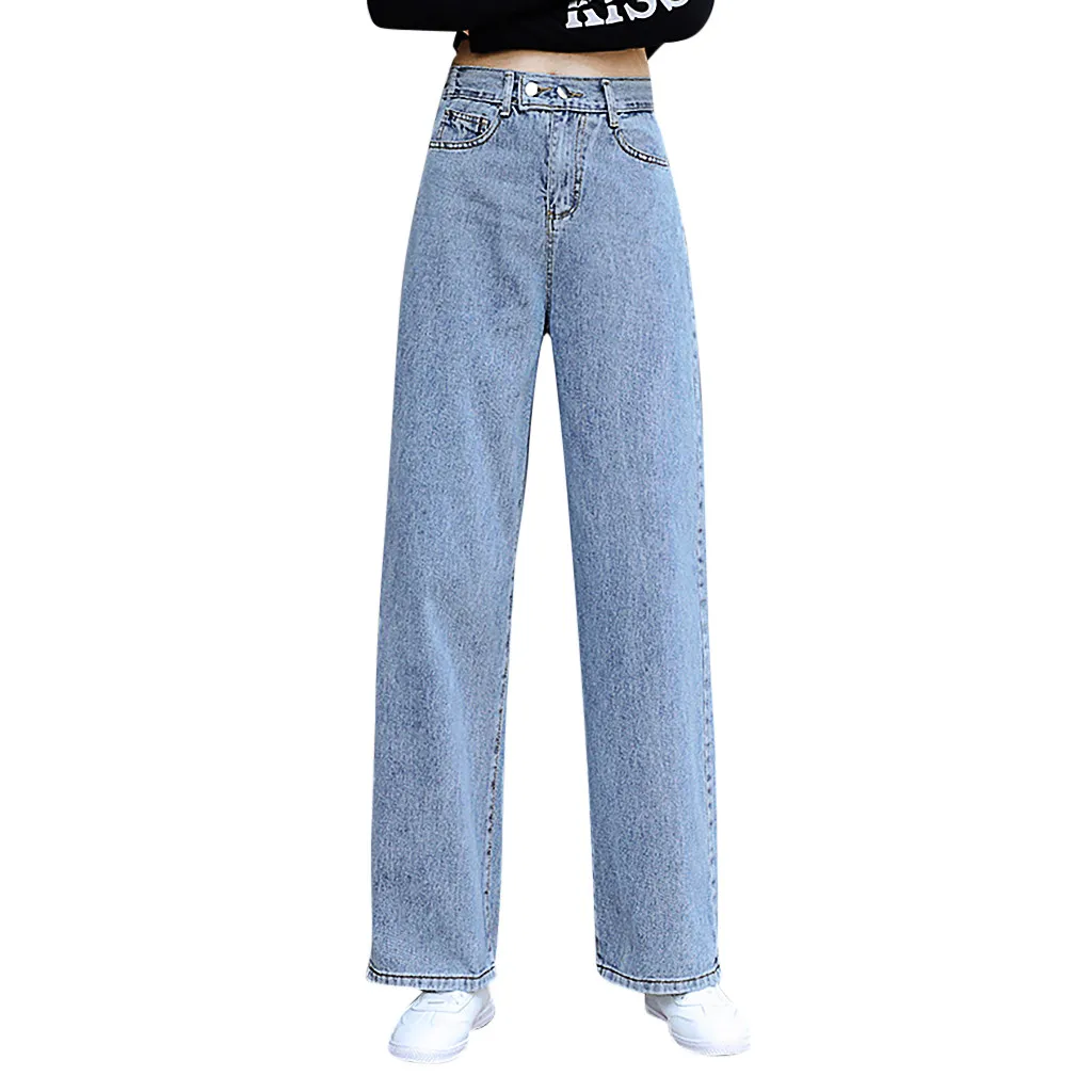 Новая мода, повседневная женская джинсовая одежда, джинсы с высокой талией, Mujer, повседневные Прямые свободные штаны, винтажные джинсы, Femme# C11