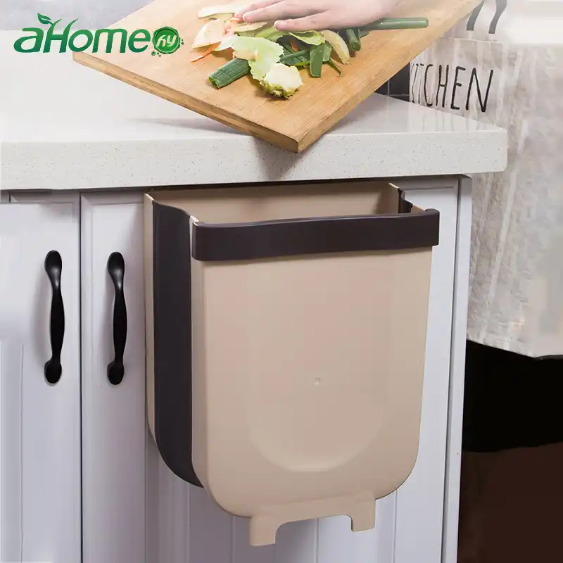 9l Folding Waste Bins Kitchen Garbage Bin Foldable Car Trash Can Wall Mounted Trashcan For Bathroom Toilet Waste Storage Bucket Aliexpress