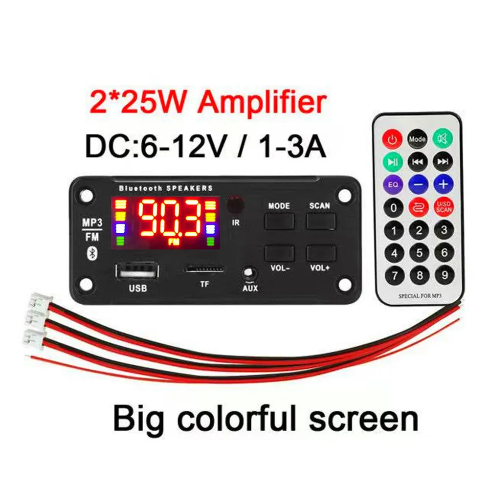 50W 12v MP3 Decoder Board 6V-12V Bluetooth5.0 Car Audio USB TF FM Radio Module For Car Audio Music Speaker