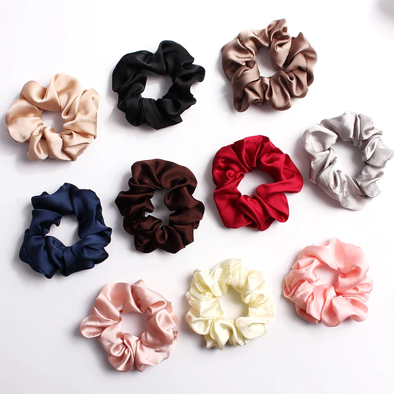 

1PC 2019 New Women Lovely Silky Satin Hair Scrunchies Hairbands Bright Color Hair Tie Stretch Ponytail Holders Hair Accessories