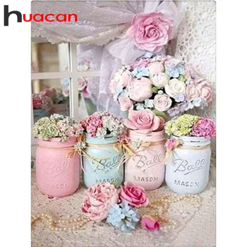 

Huacan 5D DIY Diamond Painting Rose Kit Full Square/Round Diamond Embroidery Mosaic Pink Flower Decorations Home