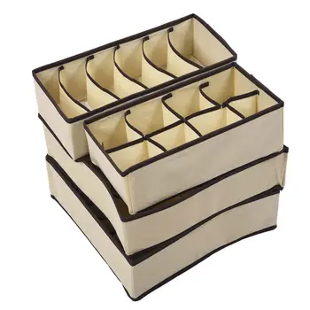 

4 PCS Set Foldable Organizer Storage Box For Bra Ties Underwear Socks