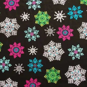 

1 yard printed Cotton poplin Fabric, Colorful Snowflower (width=140cm)