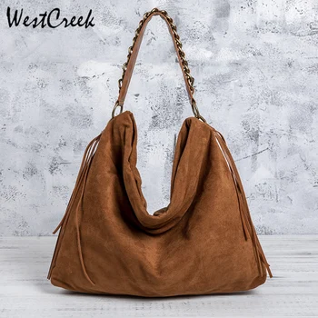 

WESTCREEK Brand Retro Handbags Large Capacity Tassel Fine Velvet Chain Shoulder Bags Handmade Crossbody Bags for Women