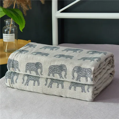 Тонкое одеяло в виде животного, постельное белье, покрывало из хлопка, марлевые одеяла, домашний текстиль, покрывало, бежевое постельное белье, 1 шт - Цвет: elephant light grey