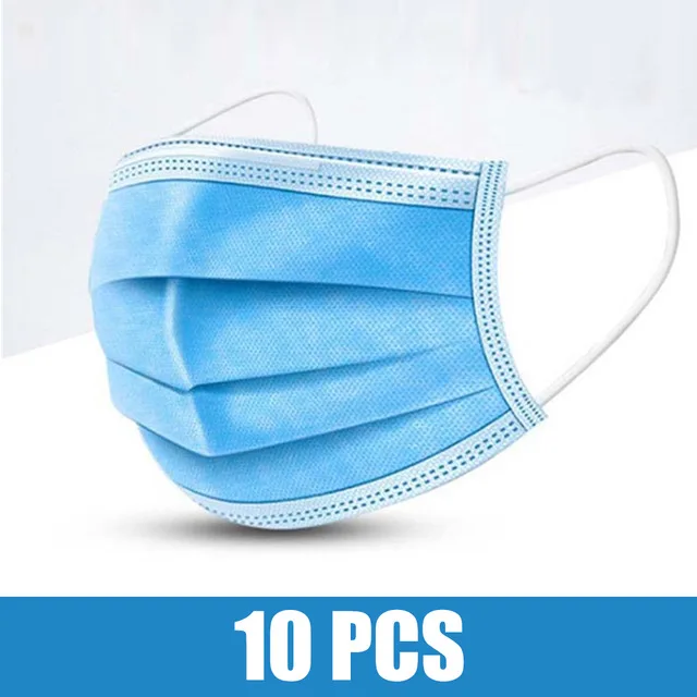 

10pcs Face Mouth Anti Virus Mask Disposable Protect 3 Layers Filter Dustproof Earloop Non Woven Mouth Masks 48 hours Shipping